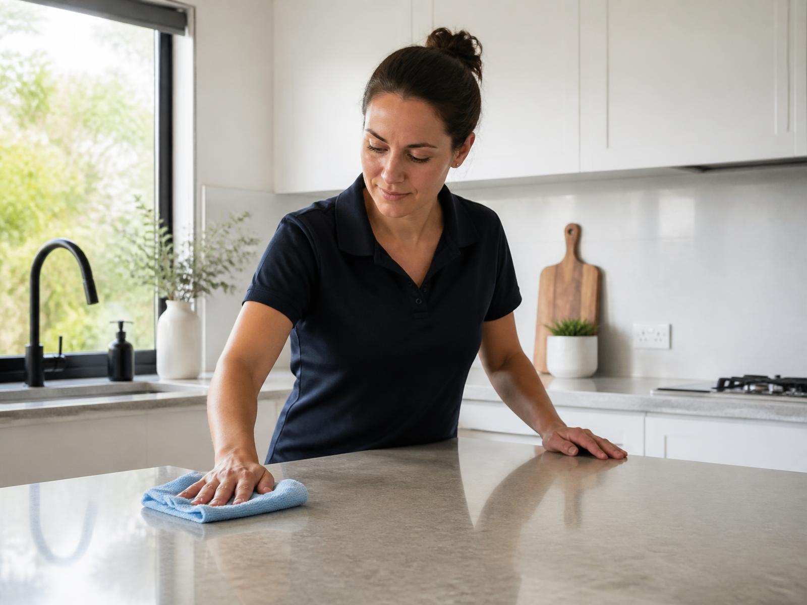 Illustration of a clean kitchen benchtop and sink